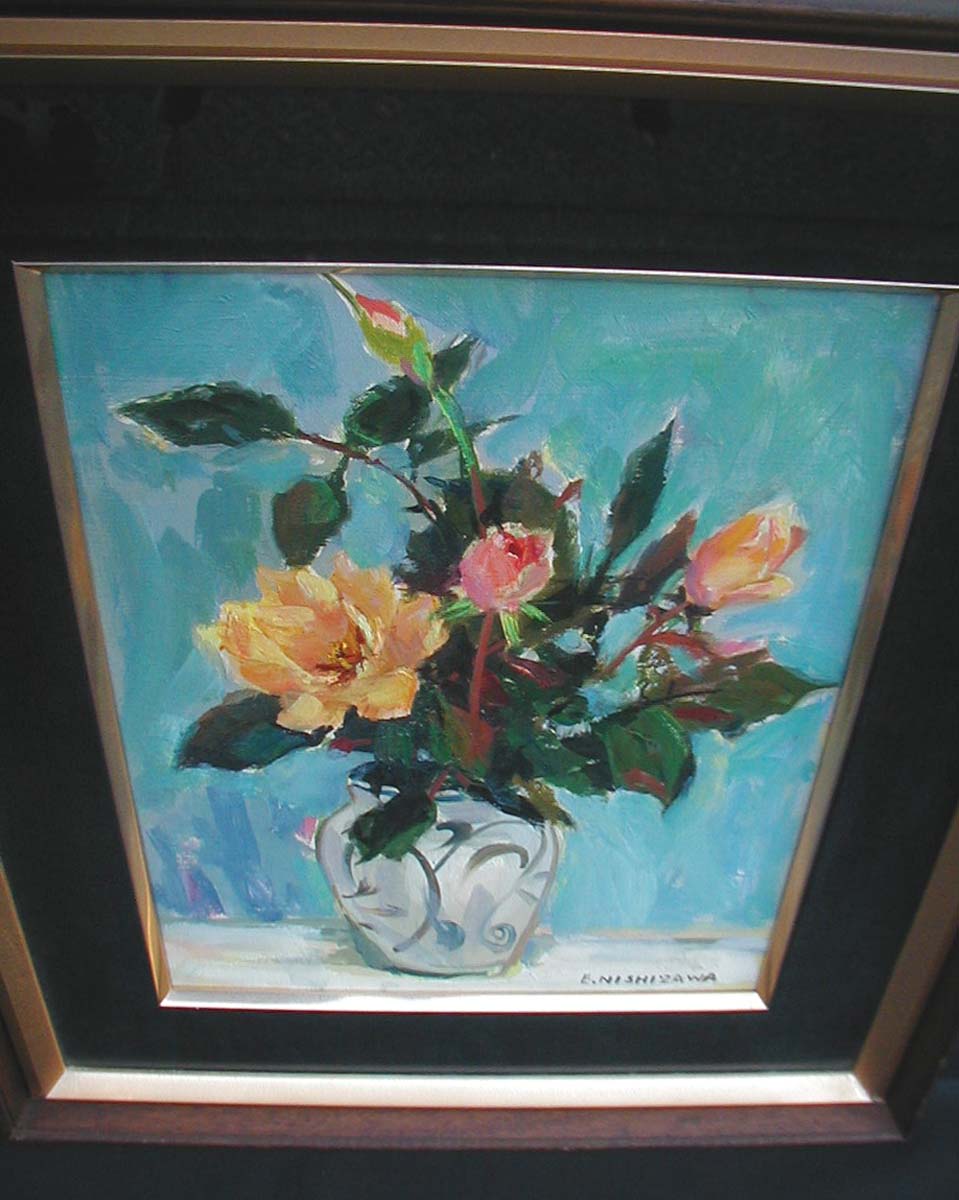 真作絵画 絵画 西澤栄一 油彩6号 千曲川 色彩豊かな風景 自然