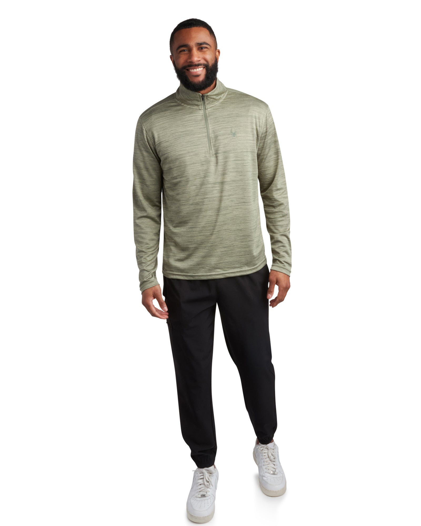 Mens Long Sleeve Honeycomb Quarter Zip - Spruce Green – Spyder