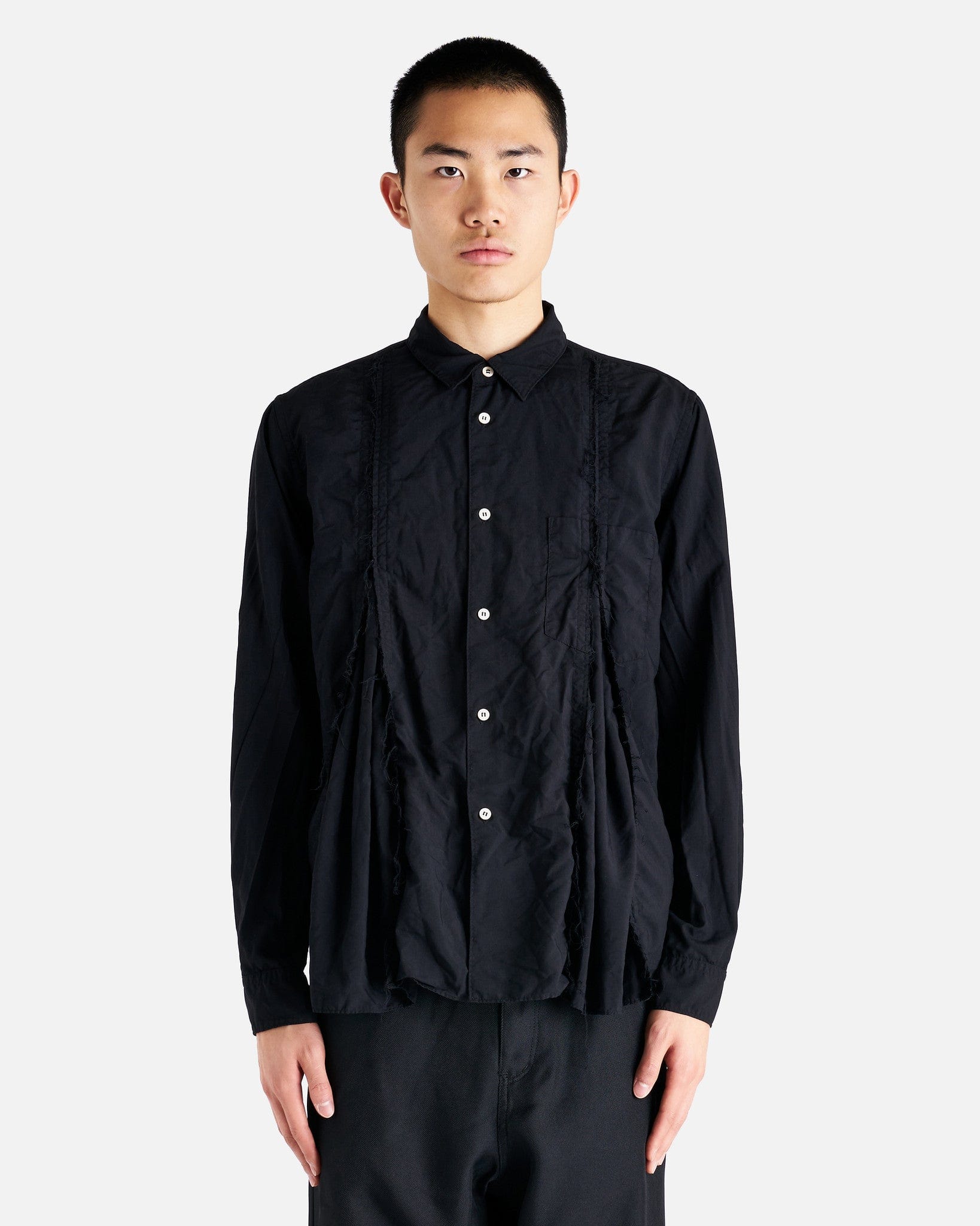 Distressed Seam Detail Shirt in Black – SVRN