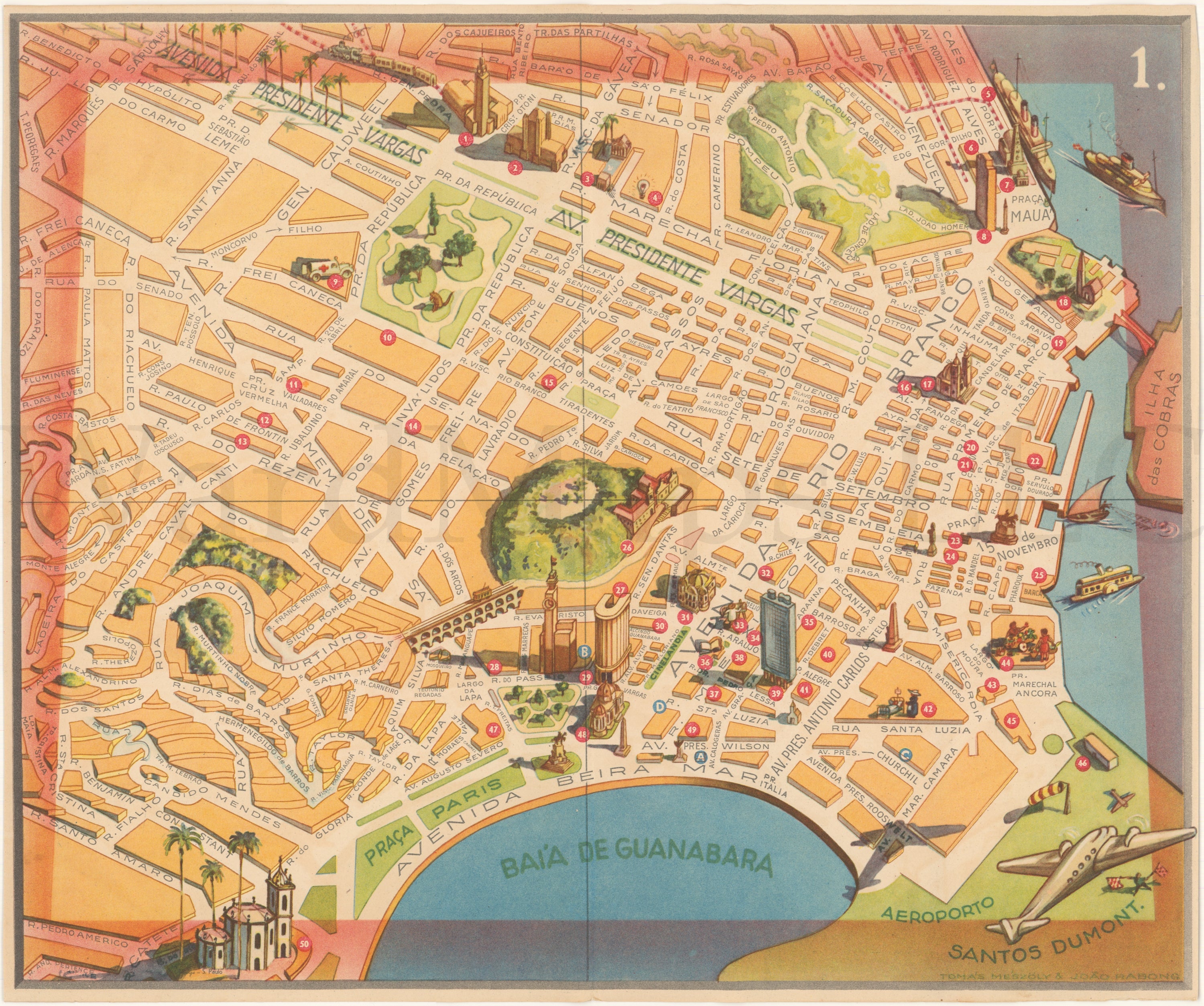 Rio de Janeiro, Brazil 1947 Plate 01: Centro, Gloria, Airport