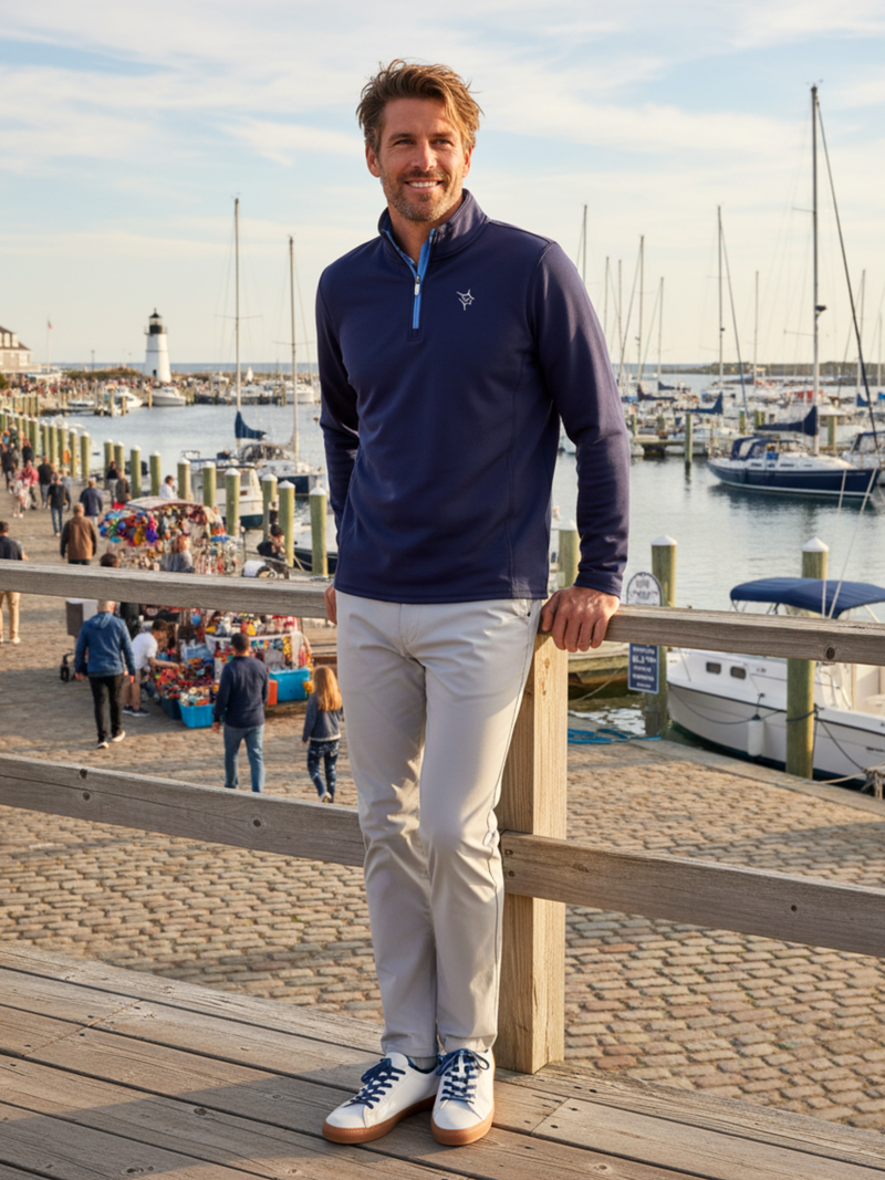 Montauk Performance Quarter Zip Navy Soft Brushed Poly Spandex