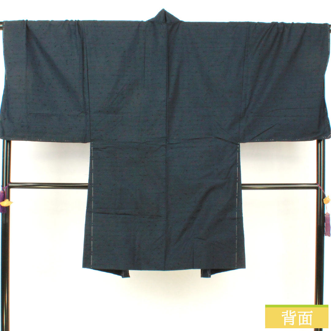 リサイクル着物】男物 正絹 Aランク 身丈101cm 裄丈73cm 濃紺色（の