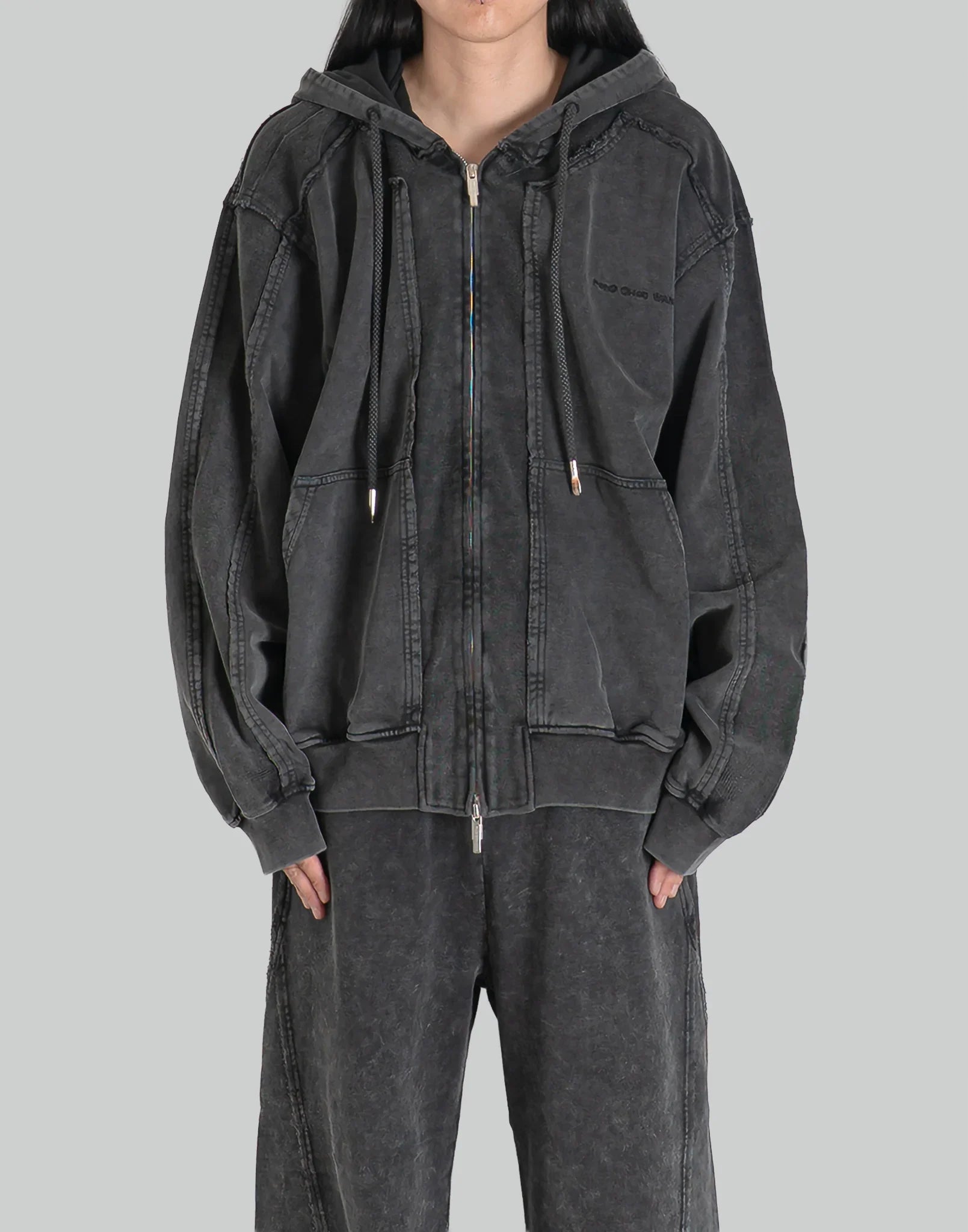 FENG CHEN WANG Deconstructed patch zip up hoodie – 082plus