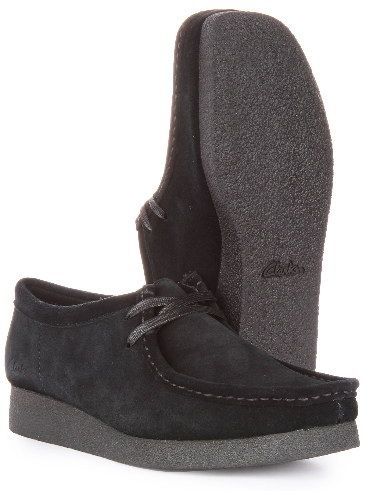 Clarks Originals Wallabee Evo Black Suede For Women | Crepe Sole