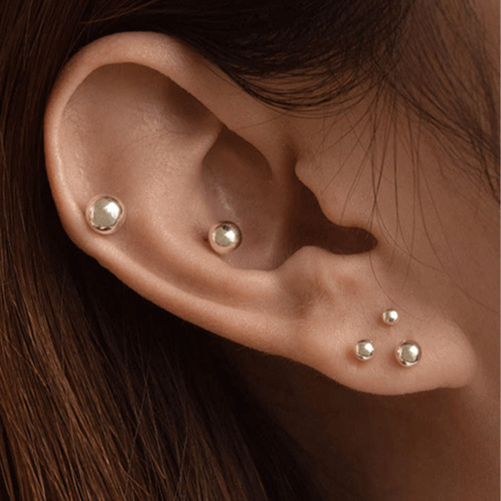 925 Silver]シルバーボールピアス (3Color 11Size) 超ミニ サイズ