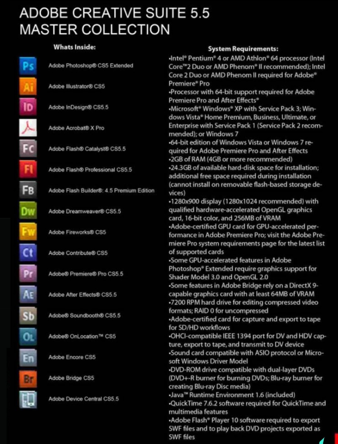 Adobe Master Collection CS5.5 Lifetime License For Pc/mac at