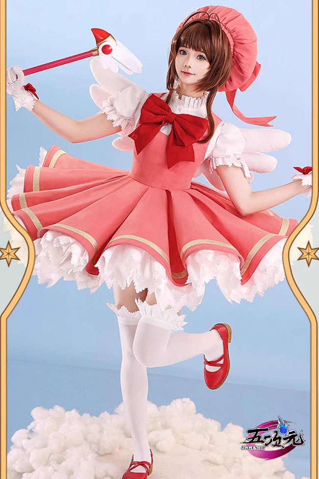 三分妄想 カードキャプターさくら コスプレ 木之本桜 紅白戦闘服 衣装