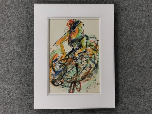 頓宮隆輔 水彩 フラメンコ | 六角堂買取日記