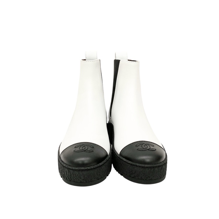 CHANEL シャネル ターンロックサイドゴアブーツ ホワイト 37 G37927