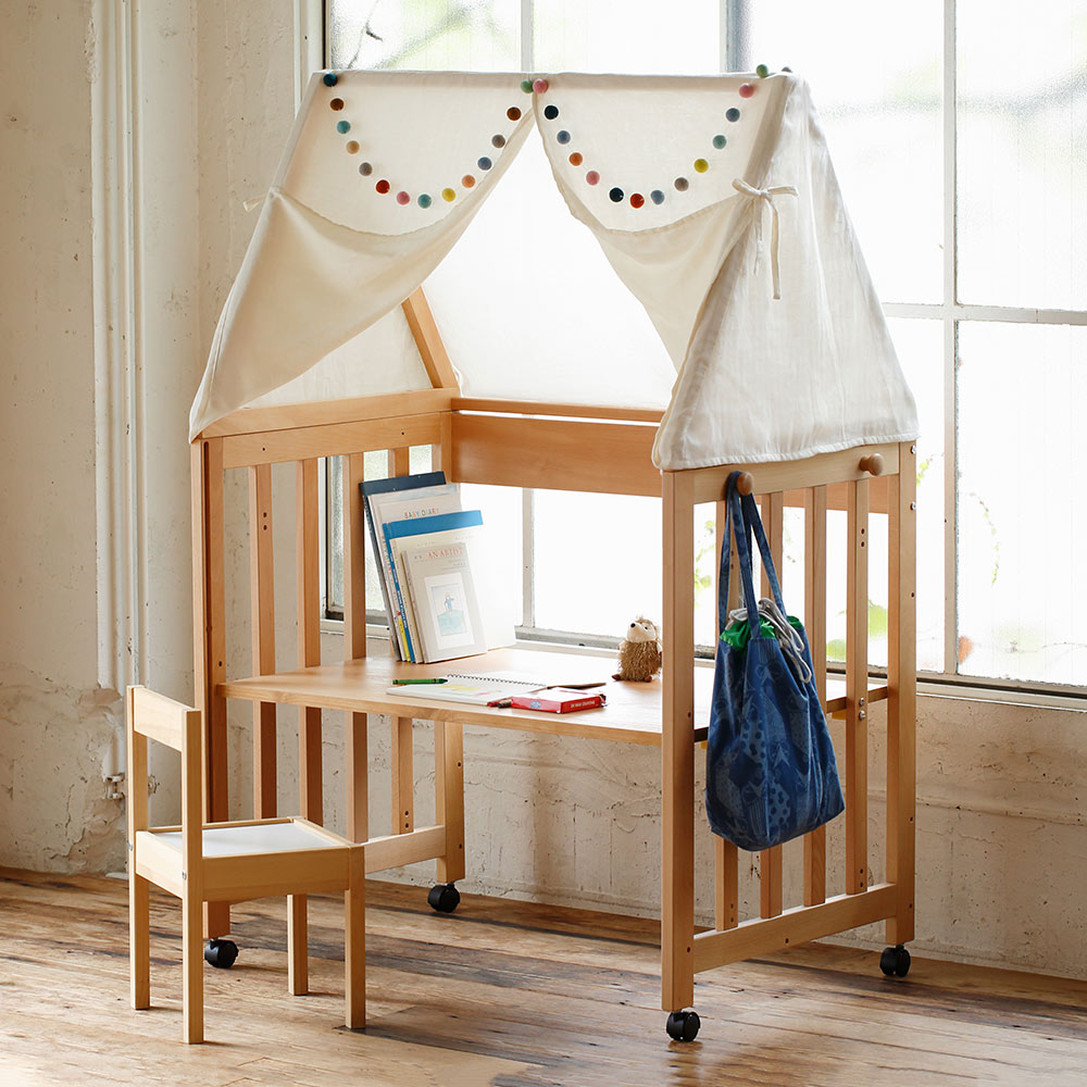 プレイハウス付き 5wayミニベッド&デスク/ ベビーベッド 日本製