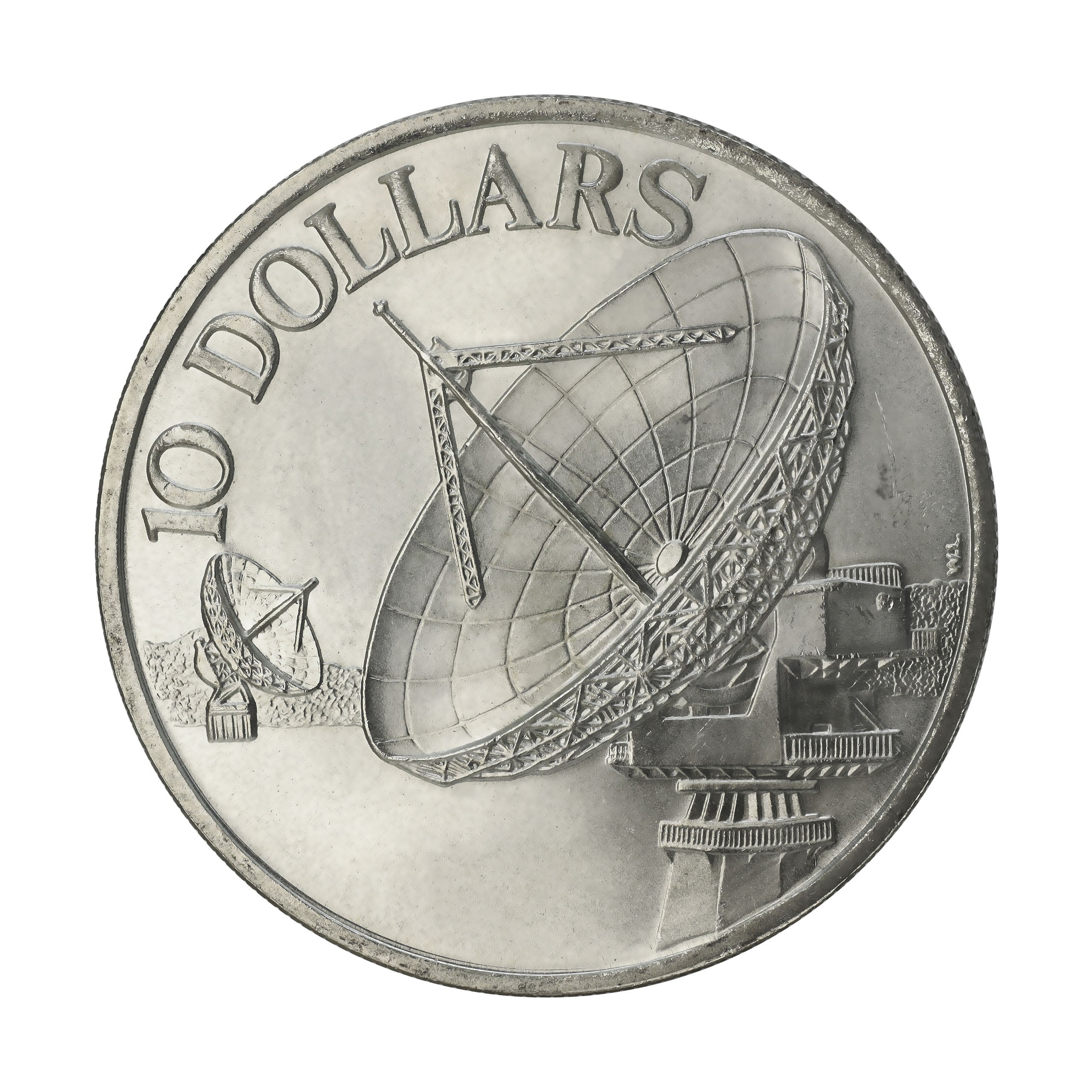 シンガポール 1978年 10ドル 銀貨 通信衛星 Singapore 10 Dollars