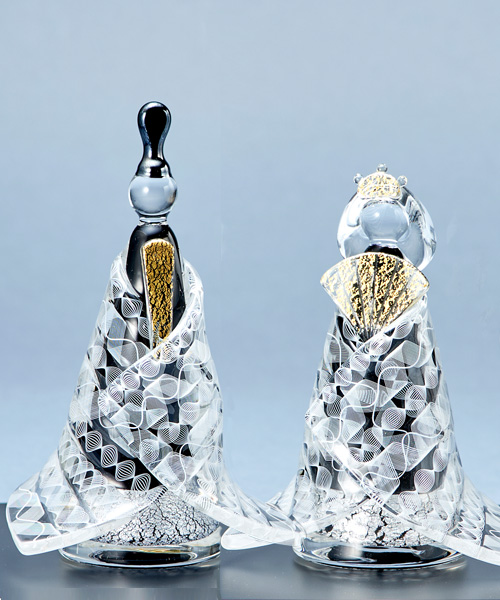 雛人形 Glass studio MIGAKI レース紋様 金彩飾り雛｜出産祝い・ベビー