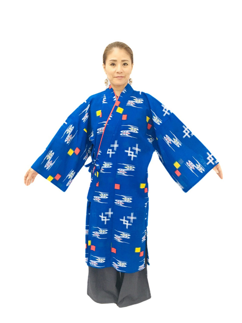 ハーフ衣裳/稽古着】絣柄 青 | つは琉球店