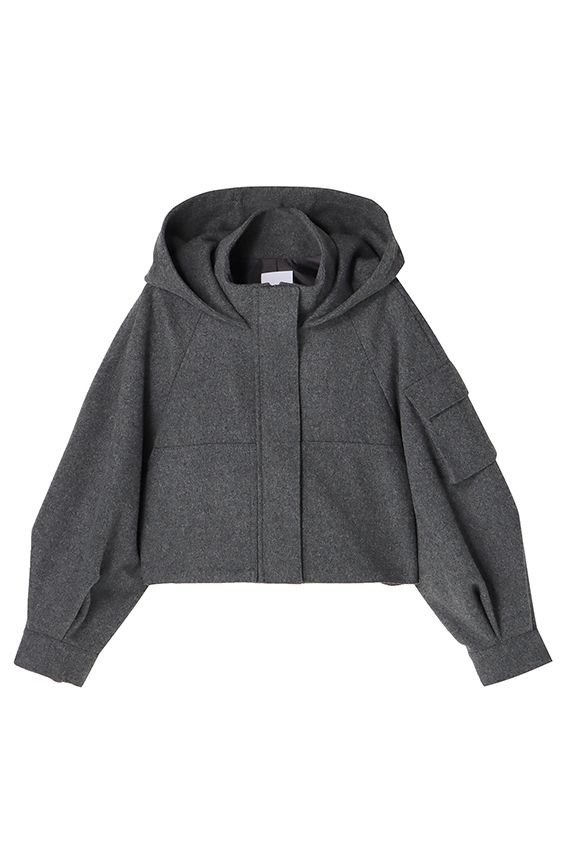 MECRE - メルトン フーディー ショート ブルゾン グレー | 3RD[i