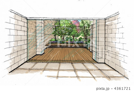 中庭のイラスト素材 [4361721] - PIXTA