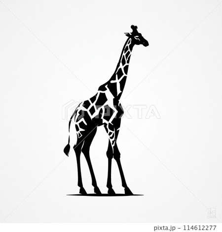 キリンのシルエット、白黒のイラスト素材 [114612277] - PIXTA