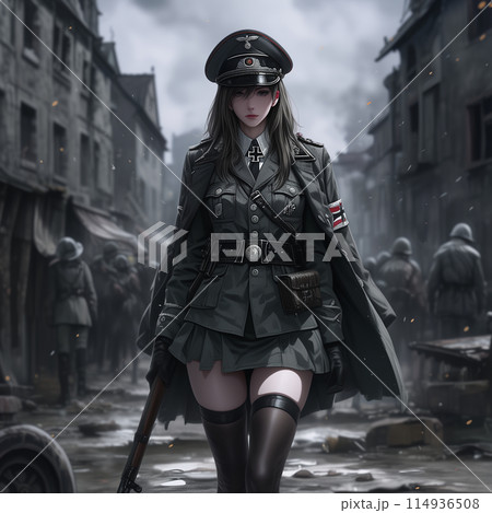 ドイツ軍の制服を着た日本人女性のイラスト素材 [114936508] - PIXTA