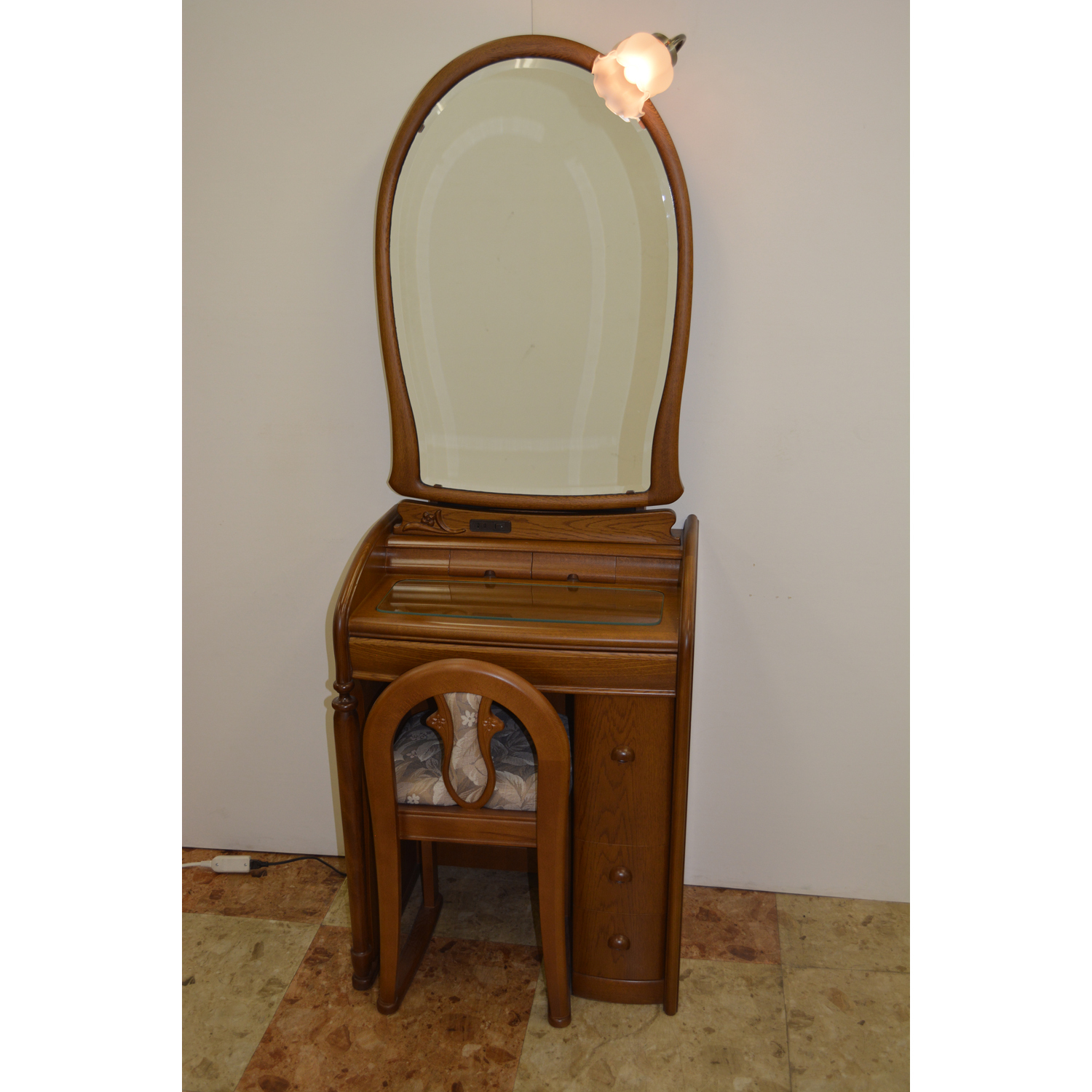 収納一面鏡ファーム ナラ色 - 鏡台・ドレッサーの専門店 大川の田中鏡台店