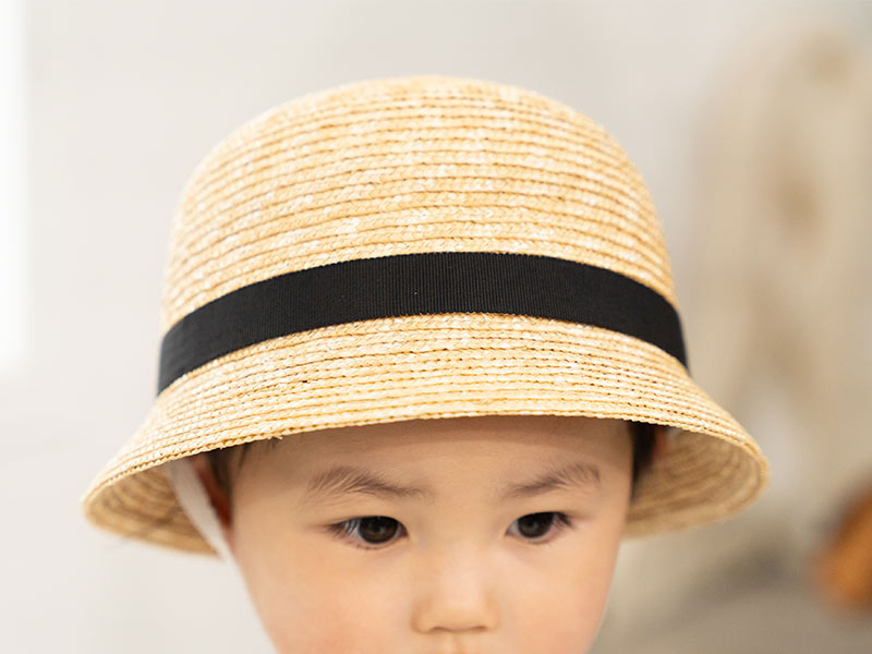 田中帽子店Gland（グラン）麦わら帽子 クロッシェ 子供用 ブラック