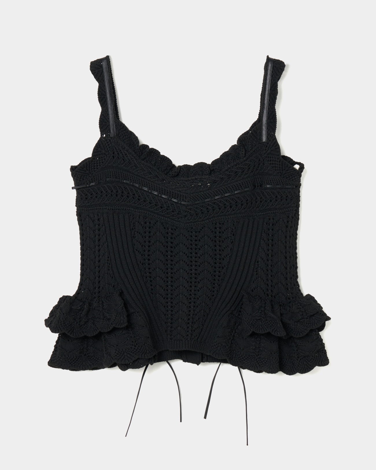 lace up ribbon knit camisole Black【stock】 – tanakadaisuke