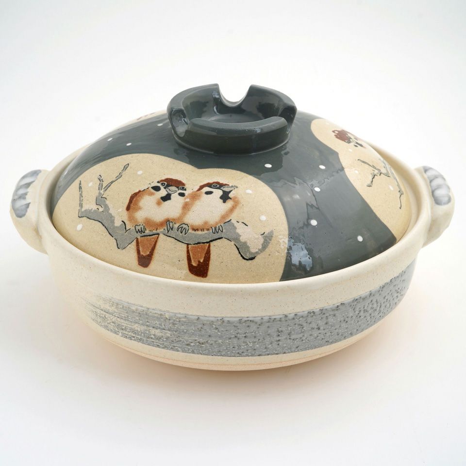 萬古焼（三重県） 【萬古焼】白雪雀 9号（直火のみ）〈1個〉 |皿や鉢