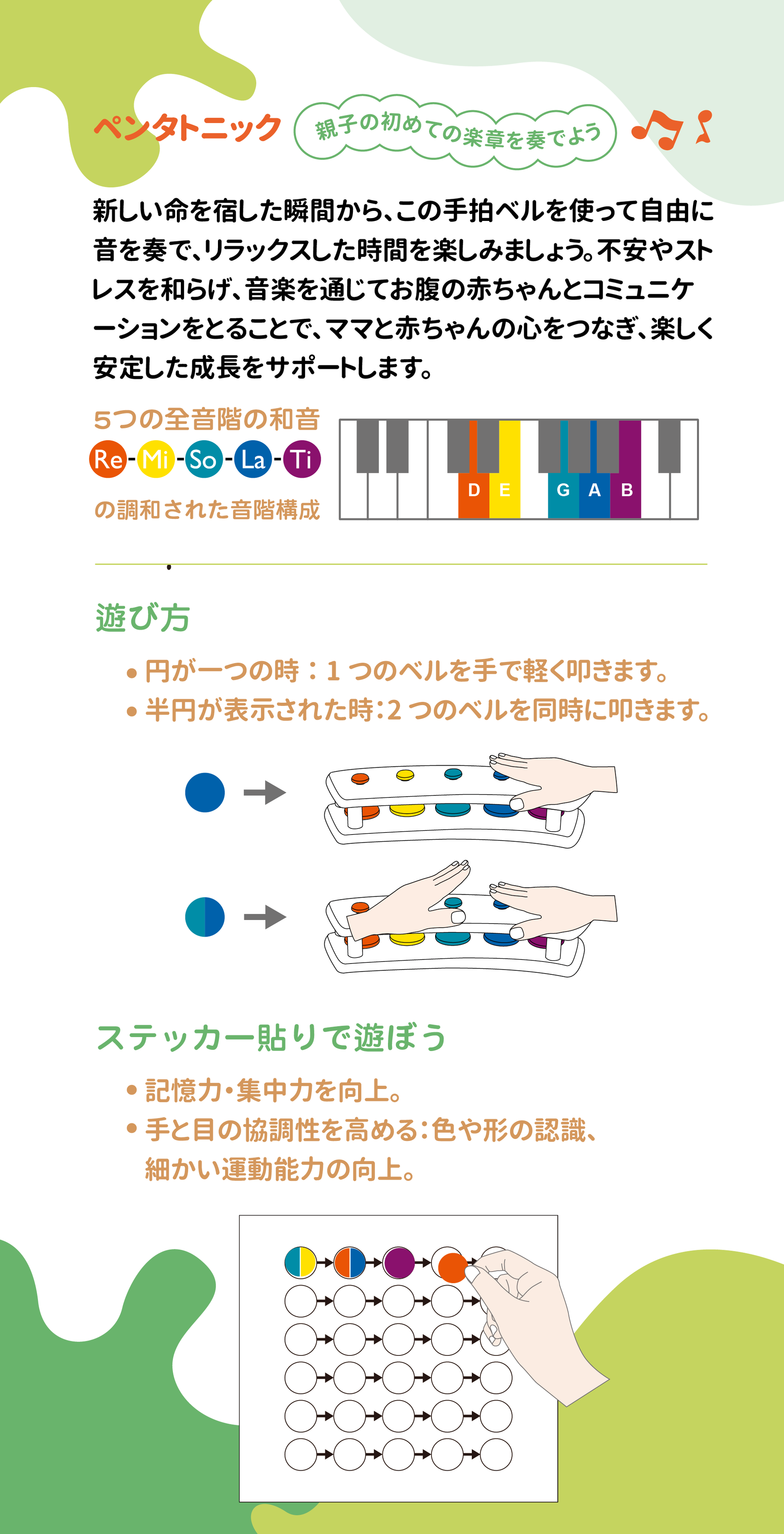 PlayMe パットベルシェルフ ペンタトニック 5音 木製知育玩具 1歳以上