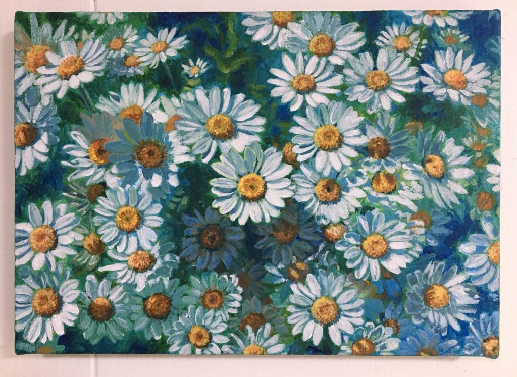 新作のマーガレットの絵を展示しています(大阪) | 花の絵と風景画 冬乃