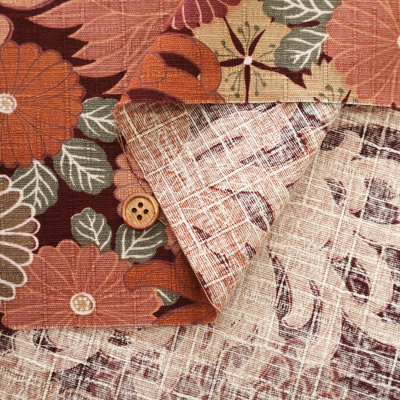 コットンサザンクロスプリント生地 型染花尽し文様生地の通販|ノムラ