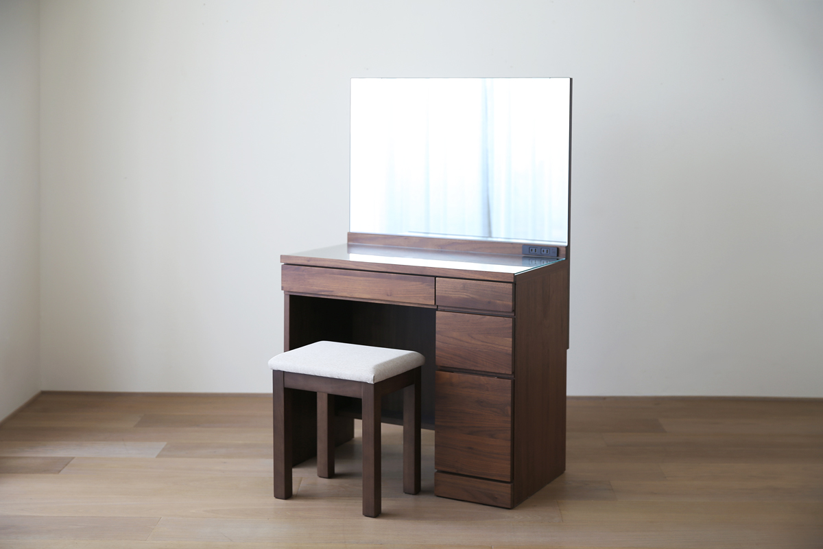 レッチェ 80ドレッサー（スツール付） WALNUT(W80×D44.5×H125cm)税込
