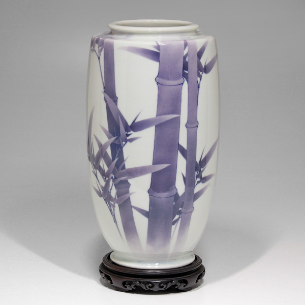 真葛香山 牡丹花瓶 初代 真葛香山 釉下彩牡丹図花瓶 | 明治工芸・明治