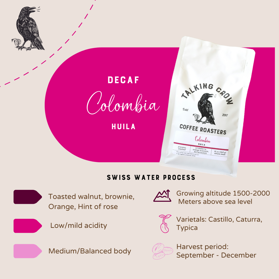 Decaf Colombia Huila – Talking Crow Coffee Roasters, LLC