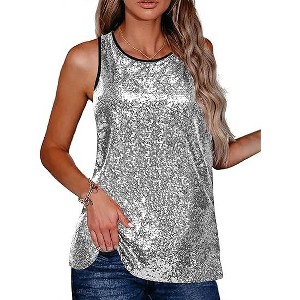 Zeagoo Women's Sleeveless Sparkle Shimmer Camisole Vest Glitter