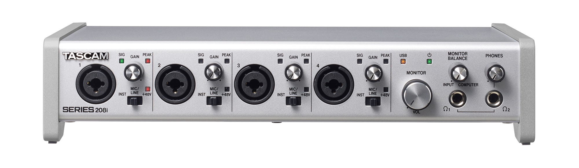 SERIES 208i | 20-IN/8-OUT USB Audio/MIDI Interface | TASCAM