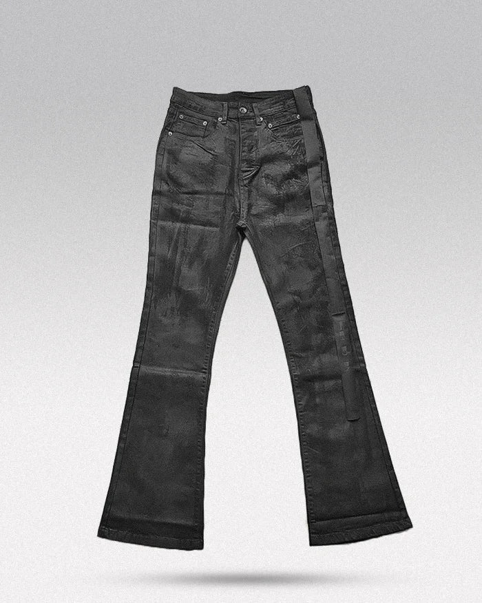Black wax coated jeans 