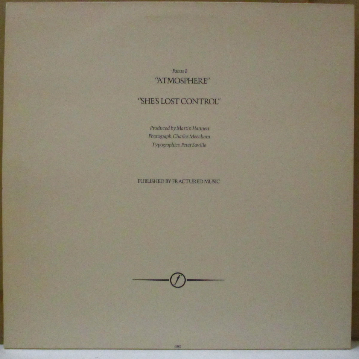 JOY DIVISION (ジョイ・ディヴィジョン) - Atmosphere (UK 限定ダーク