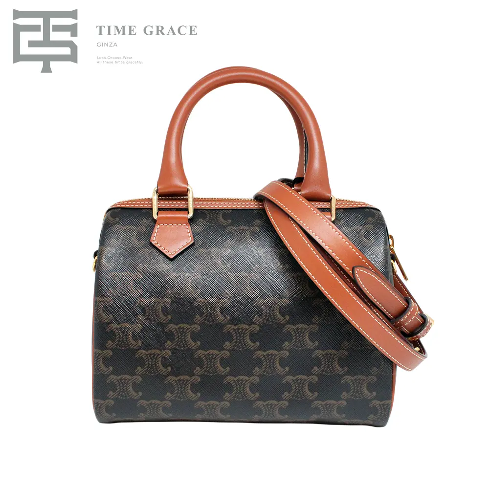 スモール ボストン/トリオンフキャンバス＆カーフスキンタン/ セリーヌ