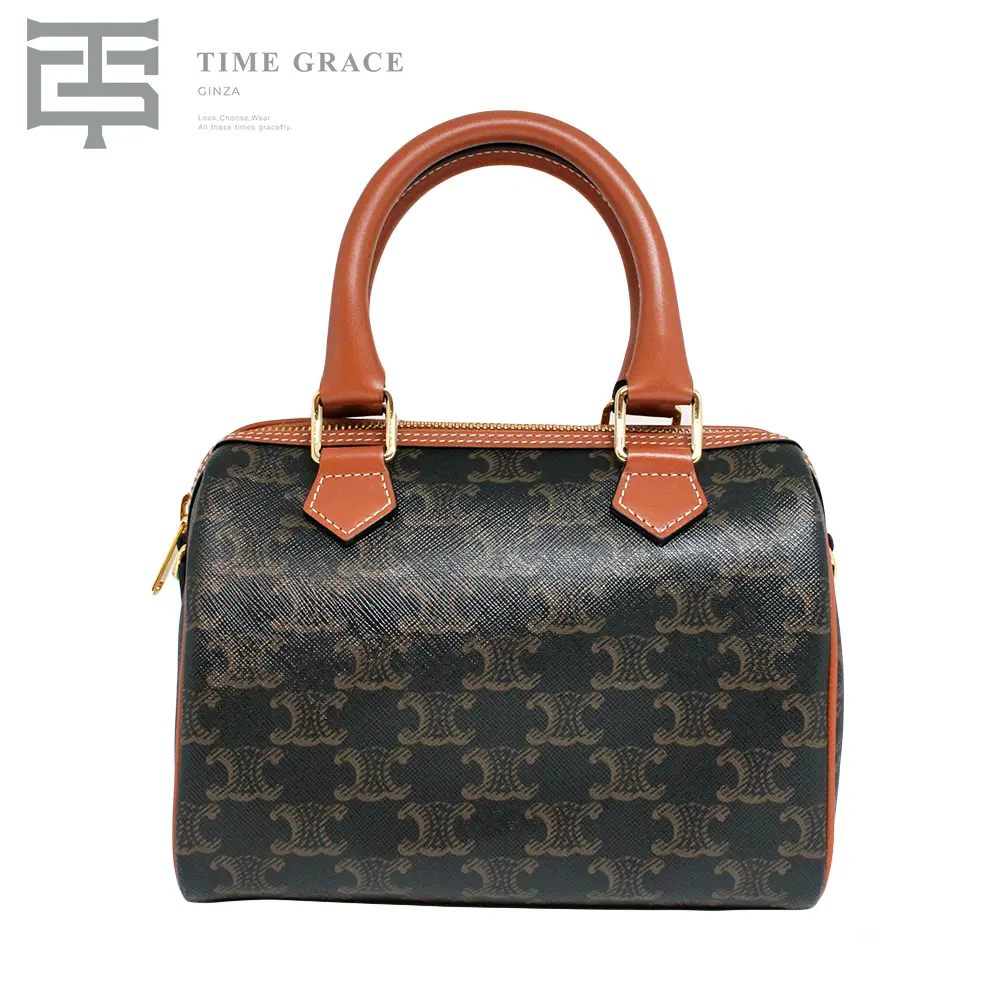 スモール ボストン/トリオンフキャンバス＆カーフスキンタン/ セリーヌ