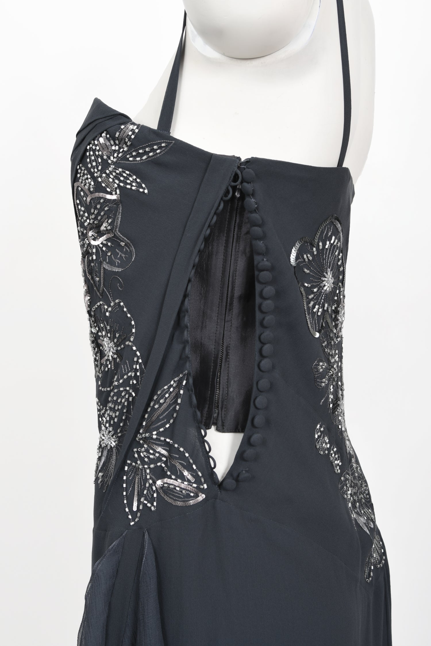 2006 Christian Dior by John Galliano Beaded Gunmetal Silk Bustier