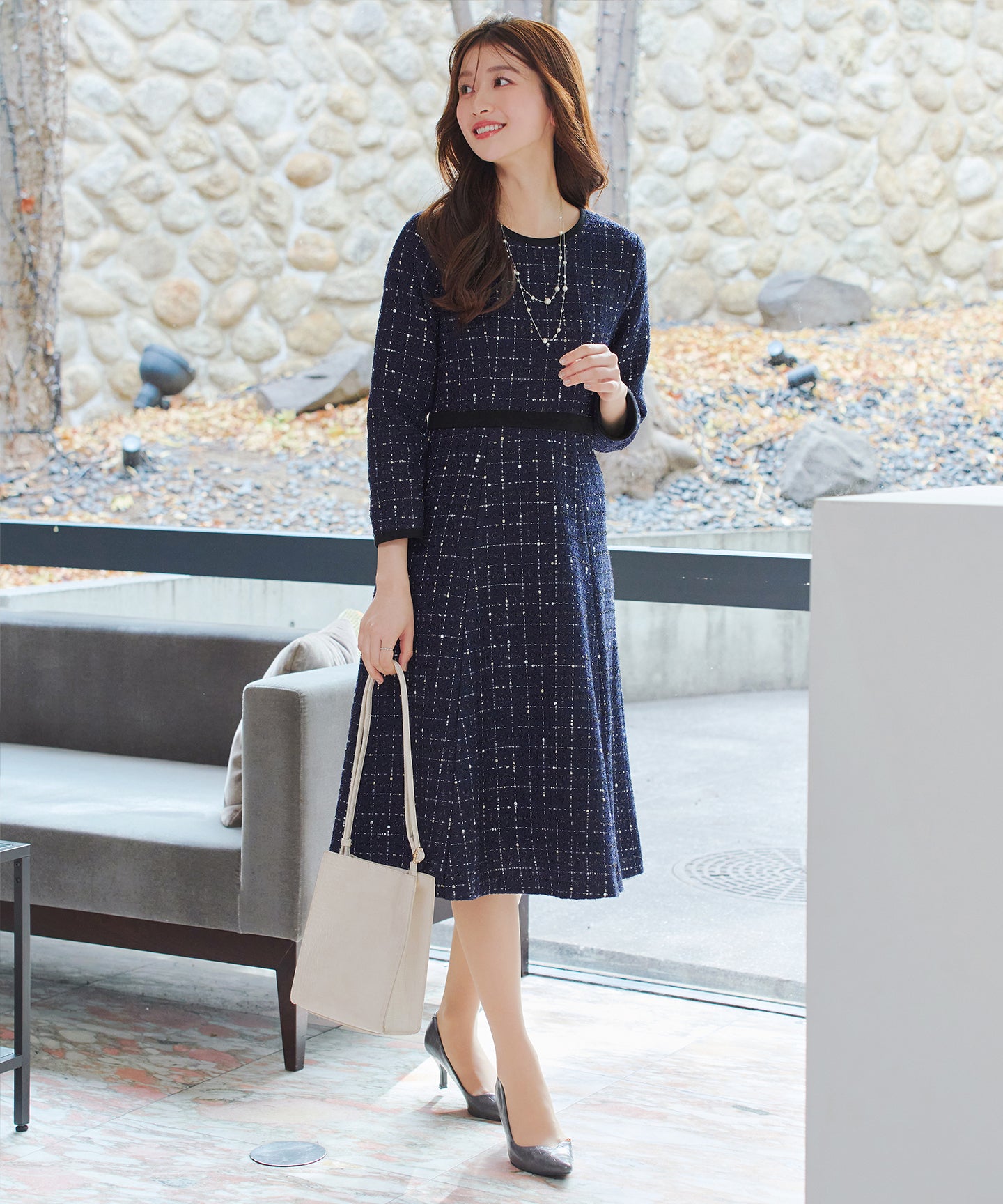 安田美沙子さん着用】配色ツイードワンピース – Tiaclasse