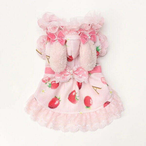 きゃんナナ CanNana 冬いちごうさ耳ワンピース 1145【小型犬 犬服