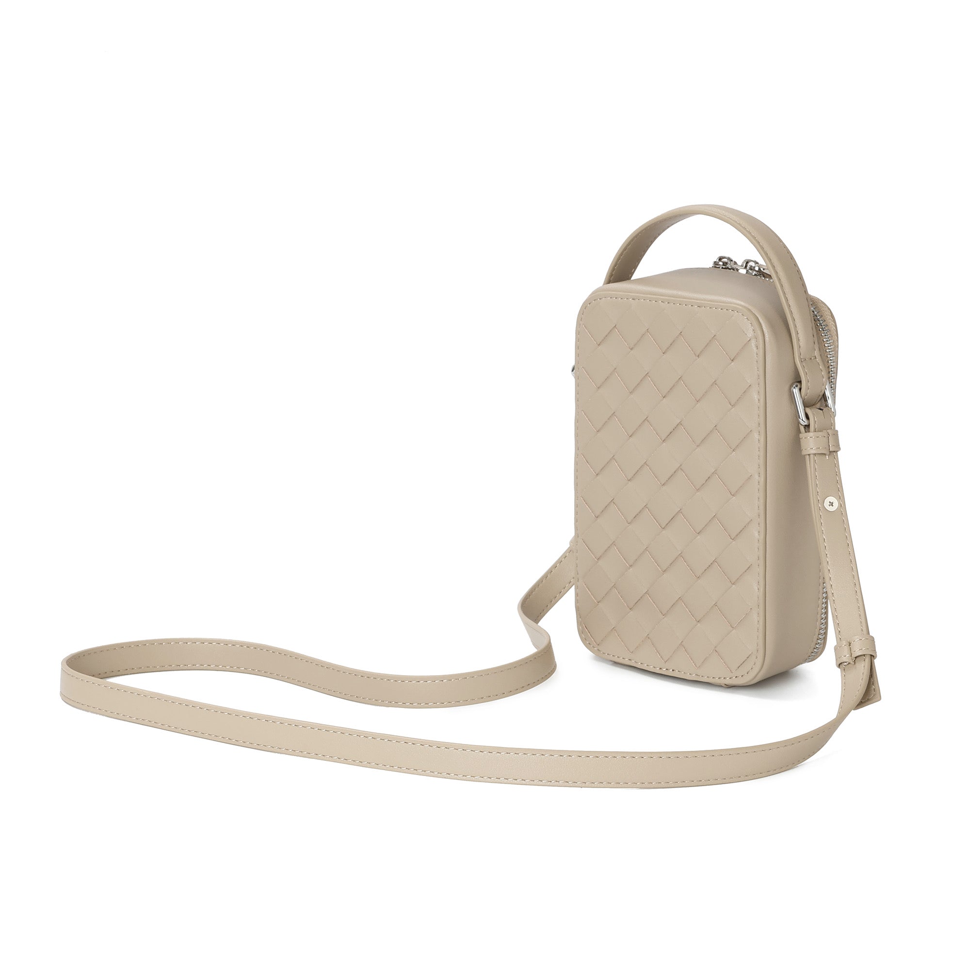 Woven Leather Crossbody Phone Bag with Top Handle – Tiffany & Fred