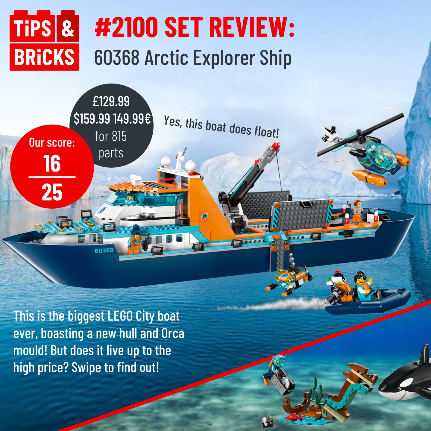 2100 SET REVIEW: 60368 Arctic Explorer Ship - Tips&Bricks