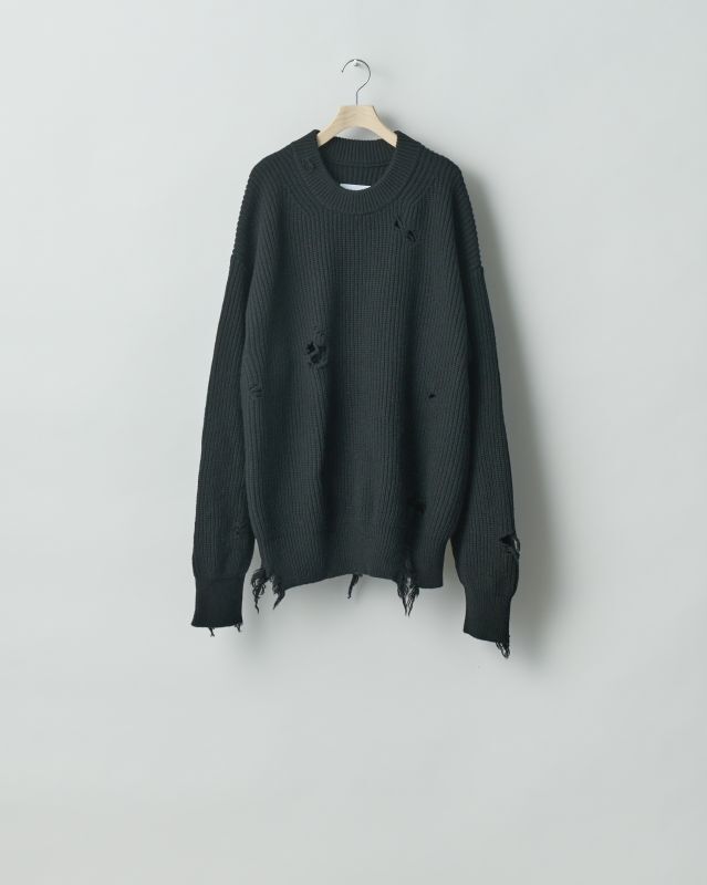 stein MILLED DAMAGE KNIT LS・BLACK - tity