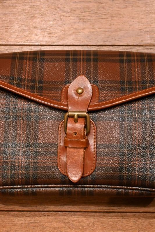 USED) 90s ポロラルフローレン PVC×レザー タータンチェック柄の