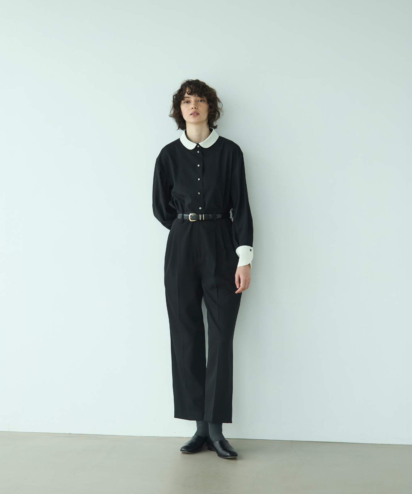 ≪通常販売≫round bicolor toro blouse（ラウンドバイカラートロ