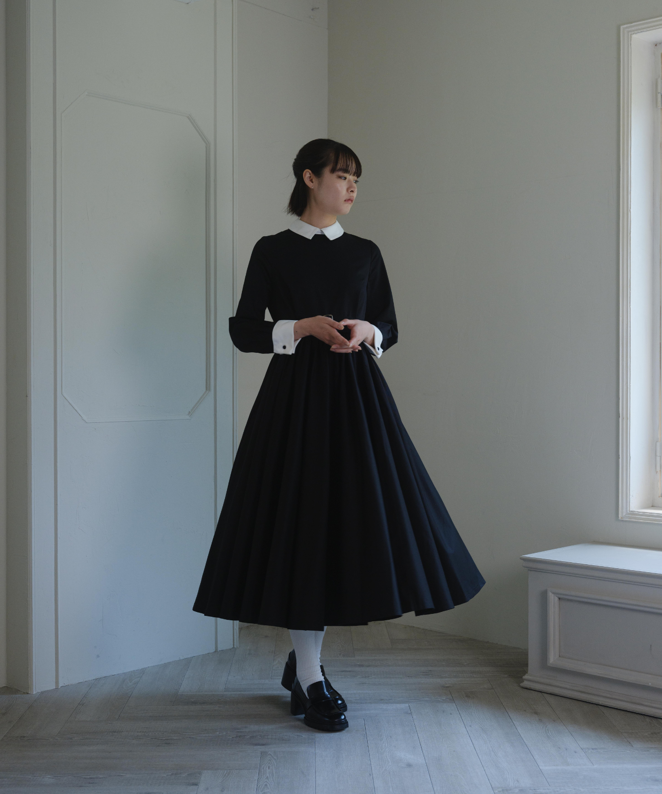 ≪通常販売≫【THE DRESS #32】double cuffs bicolor one piece