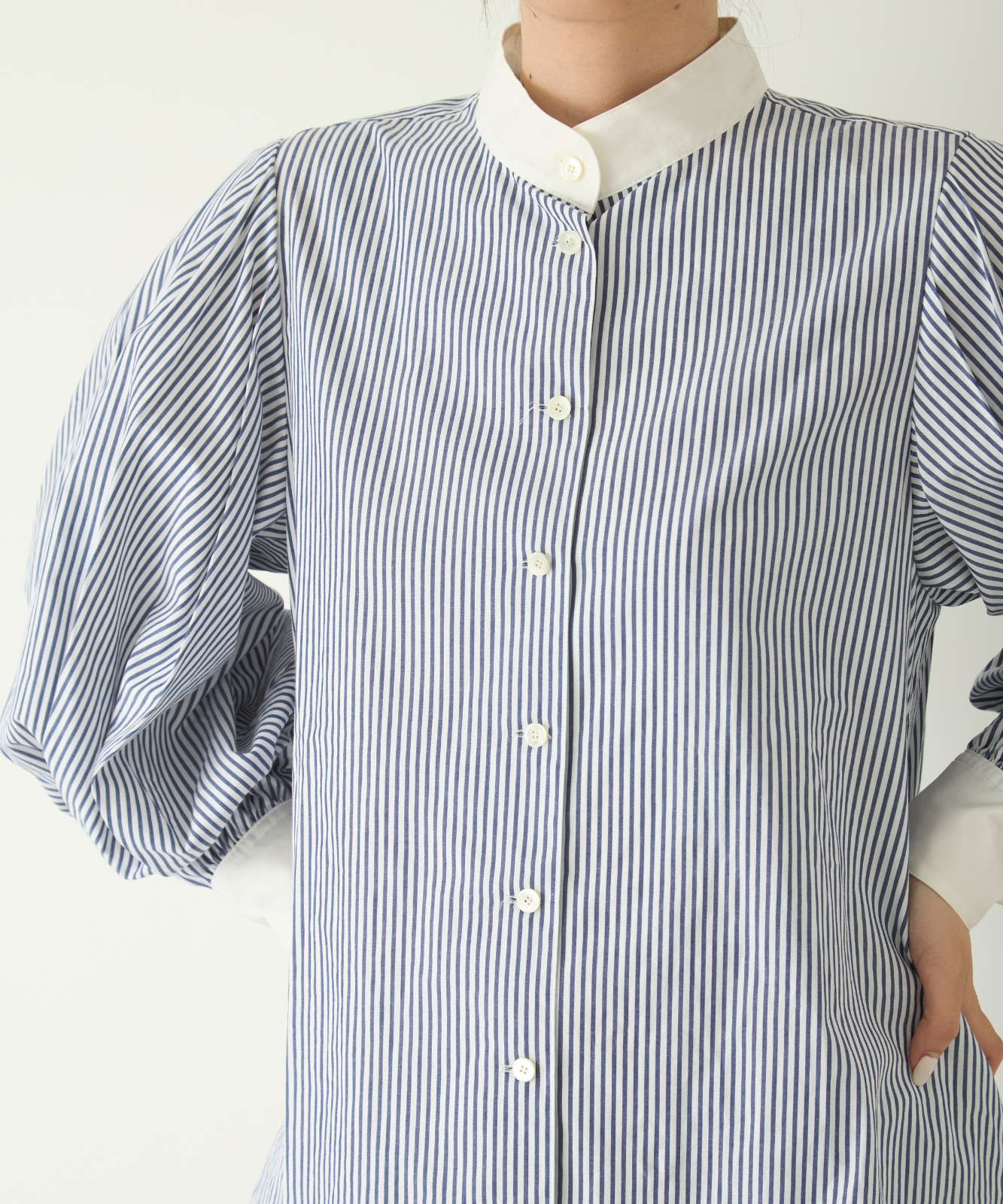 ≪通常販売≫stand collar cleric shirt（スタンドカラークレリック