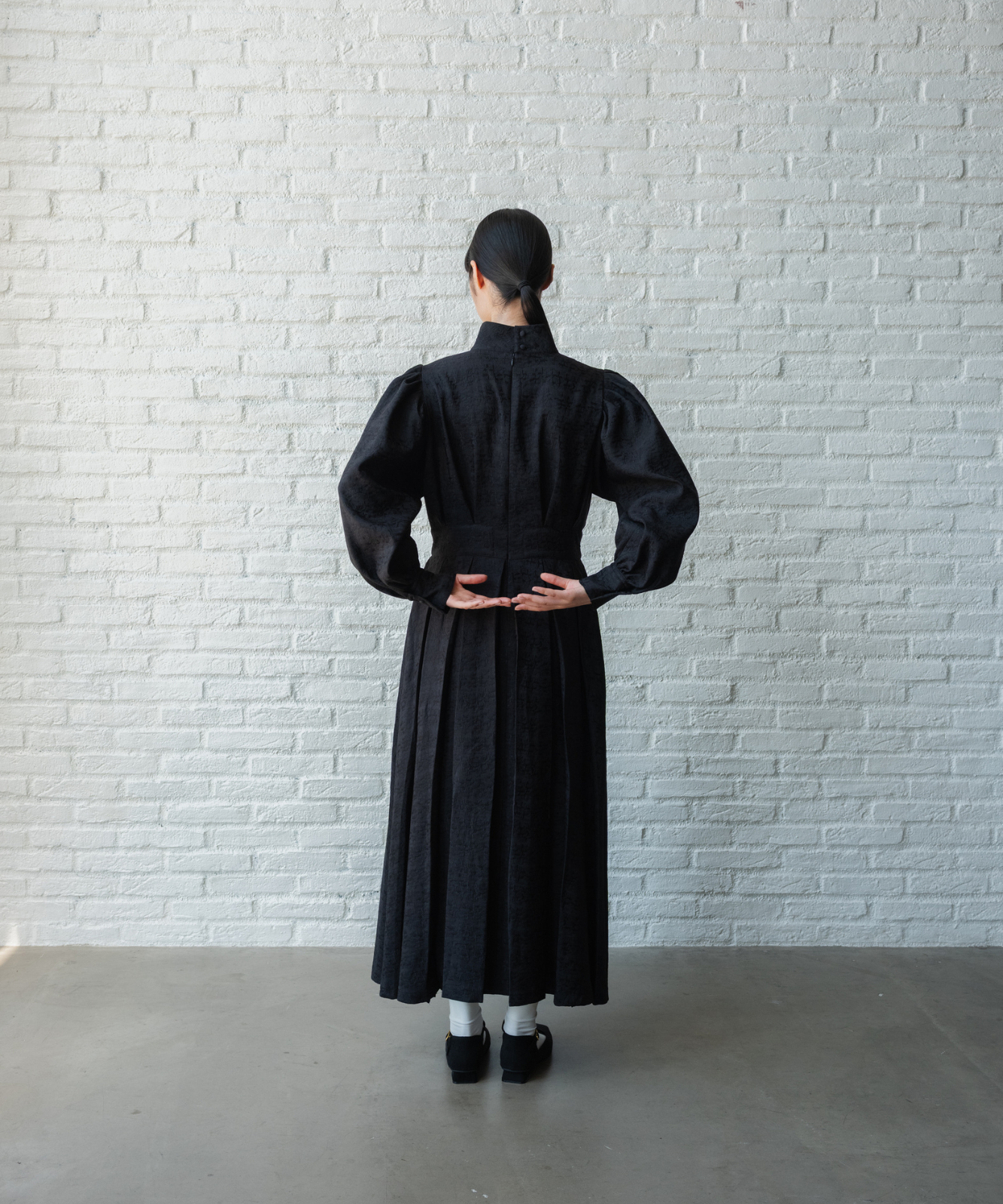 ≪通常販売≫【THE DRESS #50】high neck tuck jacquard onepiece