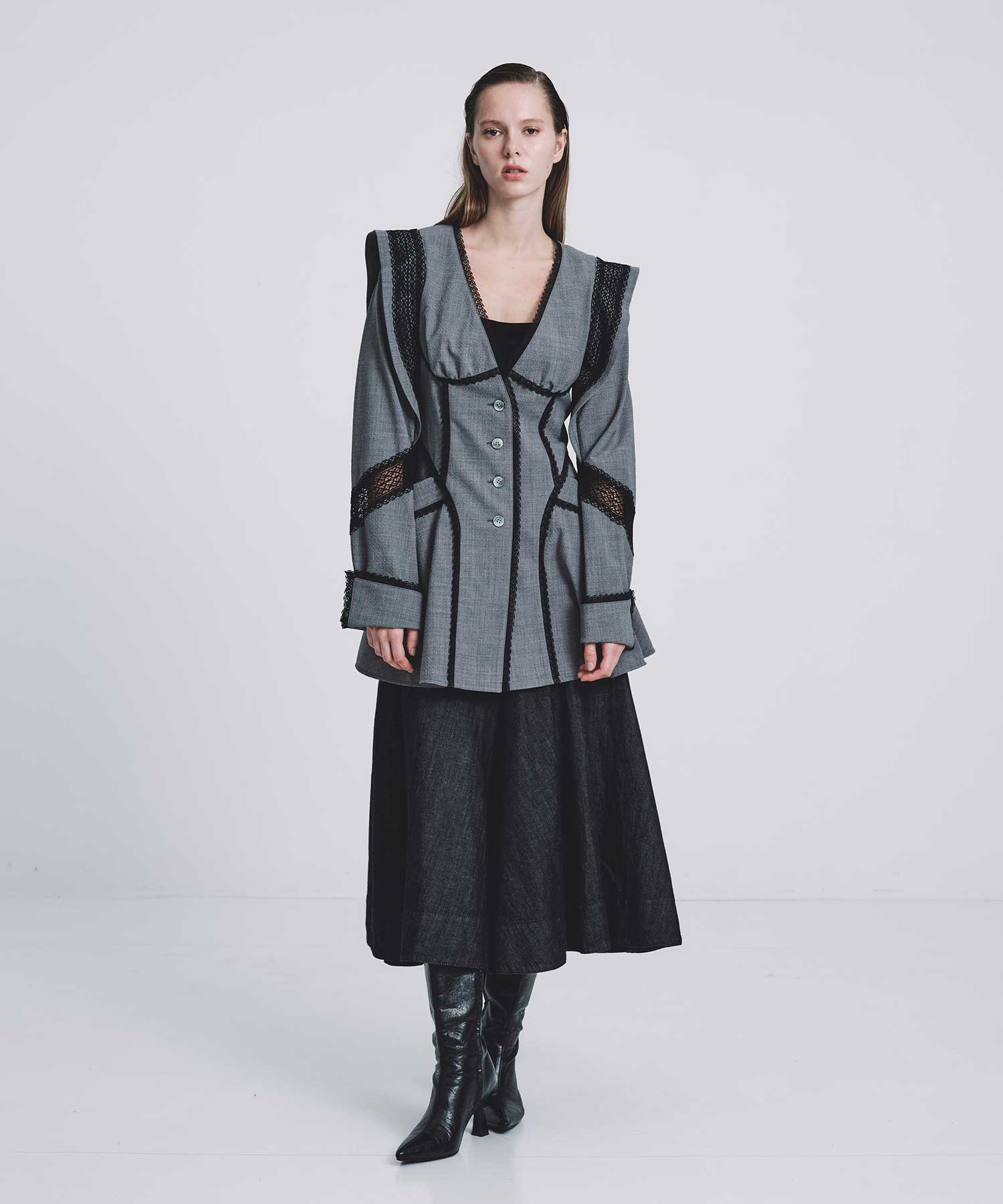 別注 LACE-PANELED JACKET(FREE BLACK): FETICO: WOMENS｜THE TOKYO