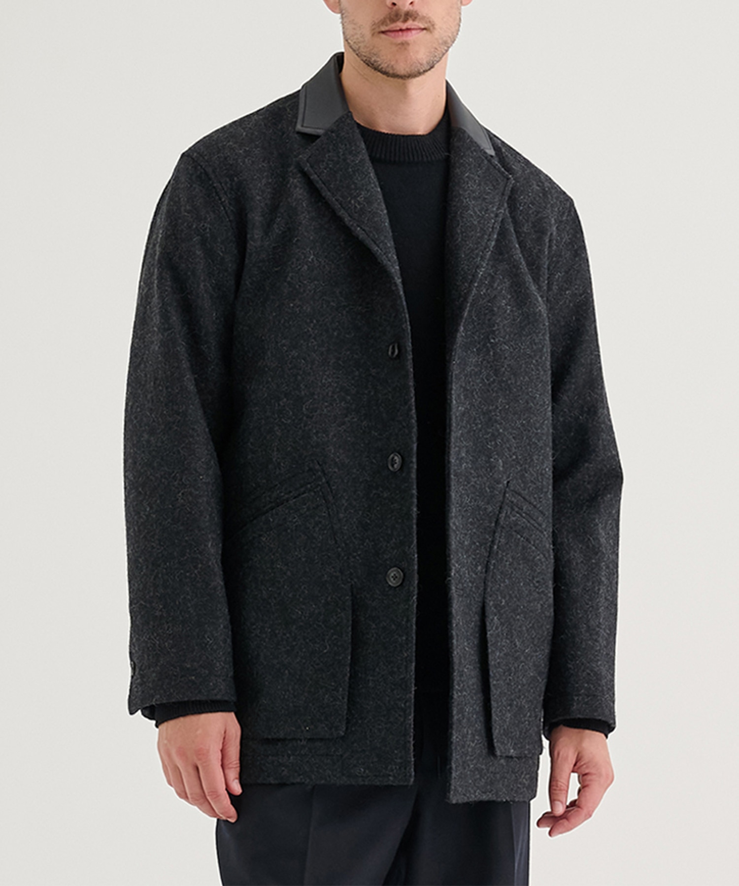 LEATHER -COLLAR JACKET | IRENISA